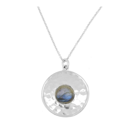 Gargantilla 'Scarlett' de Labradorita en plata, colgante elegante con piedra labradorita, diseño delicado y brillante.
