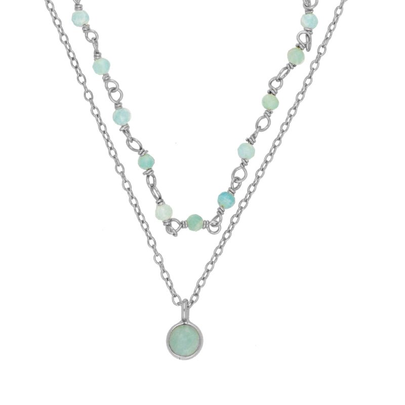 Gargantilla 'Sophia' de Amazonita, joya con piedra de amazonita y diseño elegante, en imagen detallada sobre fondo neutro.