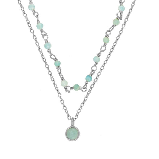 Gargantilla 'Sophia' de Amazonita, joya con piedra de amazonita y diseño elegante, en imagen detallada sobre fondo neutro.