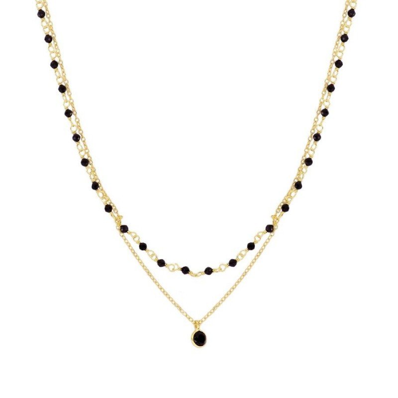 Gargantilla 'Sophia' de Espinela de Mystical Tienda, joya elegante con piedra de espinela negra y diseño delicado en plata.