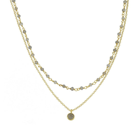 Gargantilla 'Sophia' de Labradorita con piedras brillantes y detalles elegantes, estilo bohemio y sofisticado.
