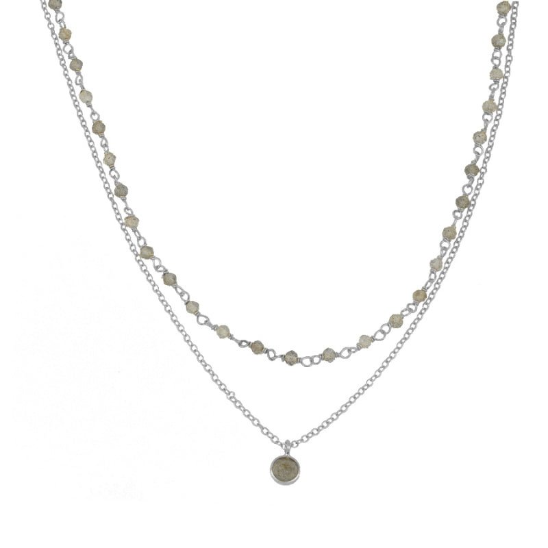 Gargantilla 'Sophia' de Labradorita con piedras brillantes y detalles elegantes, joyería de moda para mujer.