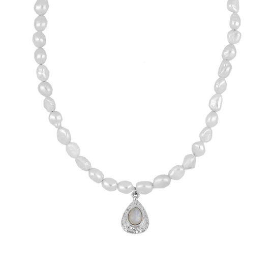 Gargantilla 'Victoria' Perlas + Piedra de Luna - Sensaido