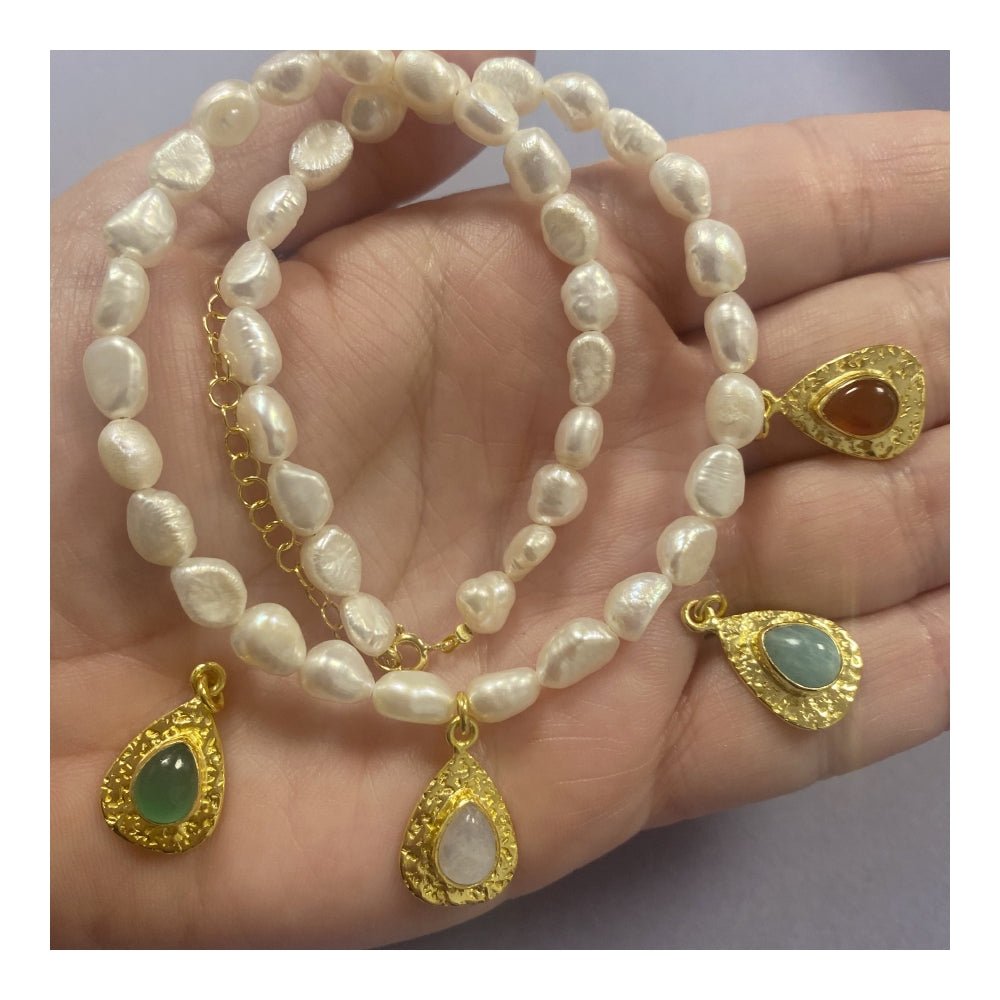 Gargantilla 'Victoria' Perlas + Piedra de Luna - Sensaido