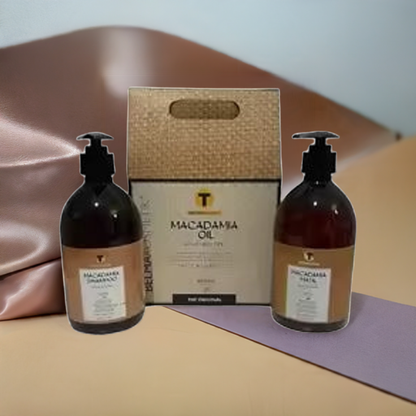 Kit de cuidado capilar XARODIST Belma Kosmetik Macadamia, tratamiento multifuncional para el hogar, 500 ml cada uno, en caja de mantenimiento