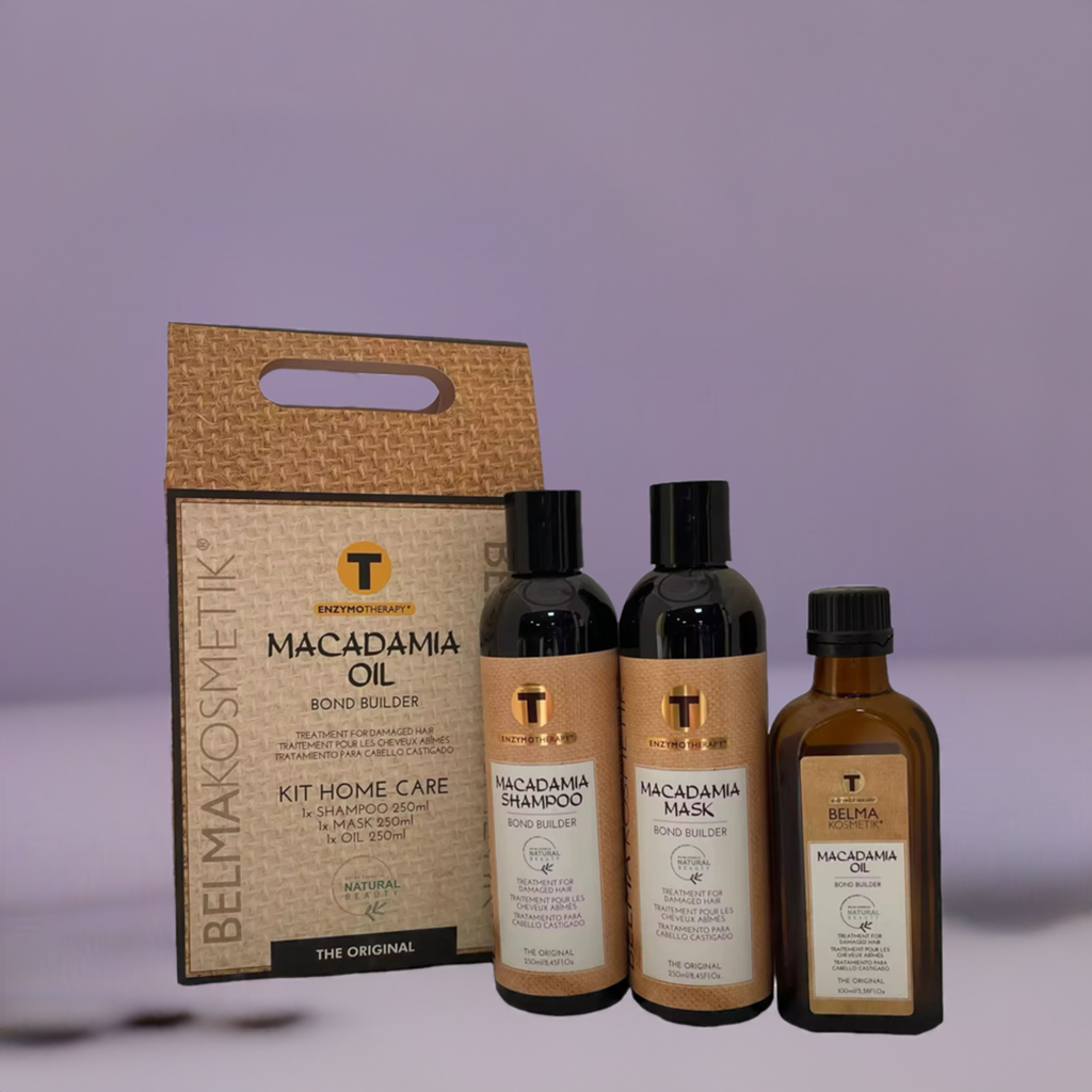 Kit de mantenimiento capilar Belma Kosmetik Macadamia de XARODIST, tratamiento capilar multifuncional para cuidado en casa.