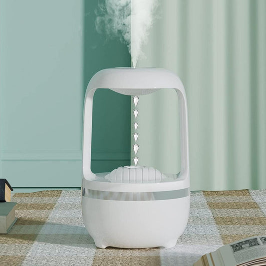 Humidificador gotas antigravedad Innovagizmo con diseño en forma de gotas y tecnología antigravedad para humidificación eficiente.