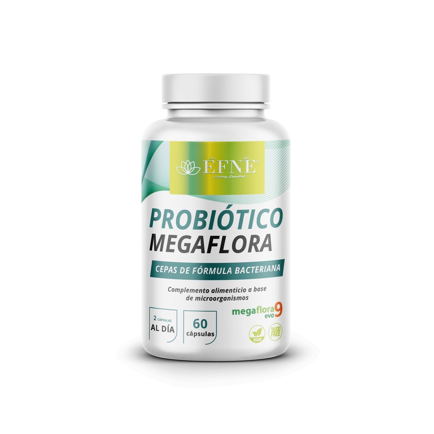 Probióticos EFNE Alta Potencia con 10 cepas clínicas en cápsulas, suplemento para la salud intestinal y digestiva.