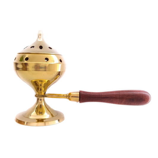 Incensario de Bronce con Asa de Madera - Sensaido