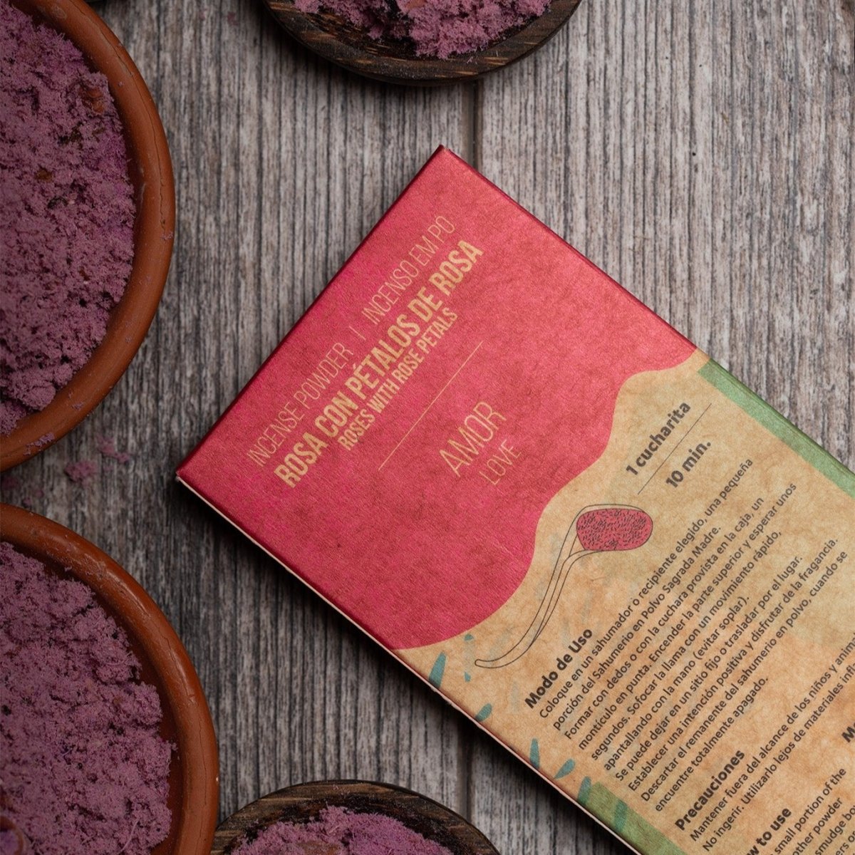 Incienso en Polvo Rosa con Pétalos - Sagrada Madre
