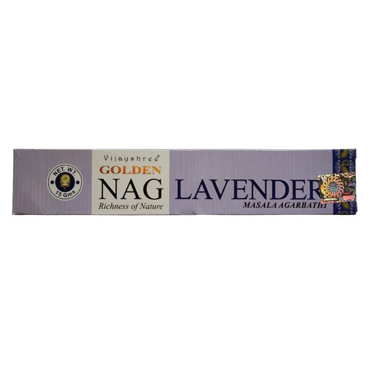 Incienso en varita Golden Nag Lavanda de Mystical Tienda, aroma relajante de lavanda en paquete de incienso para aromaterapia