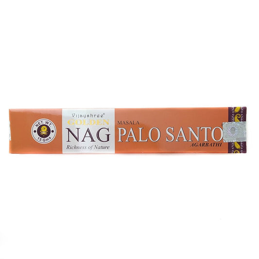 Incienso en palo santo Golden Nag en varilla, aroma místico y relajante, de la marca Mystical Tienda.