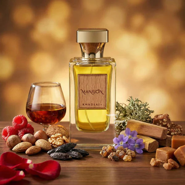 Khadlaj Mansion Eau De Parfum with Cognac, Raspberry, Tonka Bean, and Sandalwood