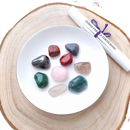 Kit de gemas para la fertilidad de Mystical Tienda, con piedras naturales para apoyar la fertilidad y el bienestar.