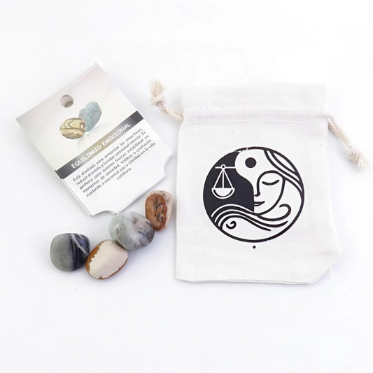 Kit de minerales Mystical Tienda para el equilibrio emocional, con cristales y piedras naturales en una presentación completa.