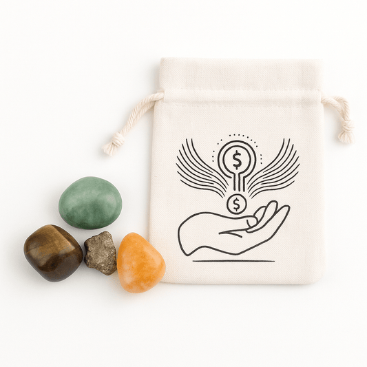 Kit de minerales “Imán de Dinero” de Mystical Tienda, incluye cristales y minerales para atraer prosperidad y abundancia.