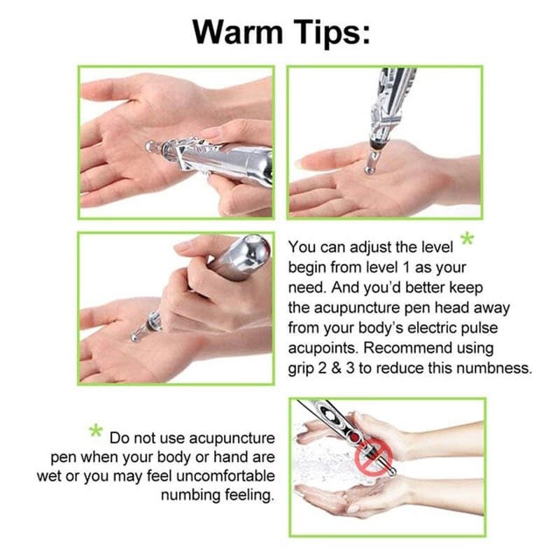 Lápiz de masaje de acupuntura innovagizmo.com, herramienta portátil para terapia de puntos de acupuntura en la piel.