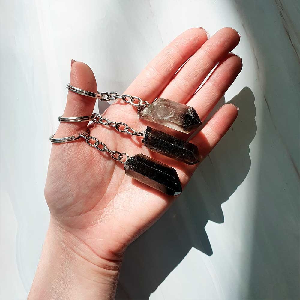 Llavero Punta de Cuarzo Ahumado