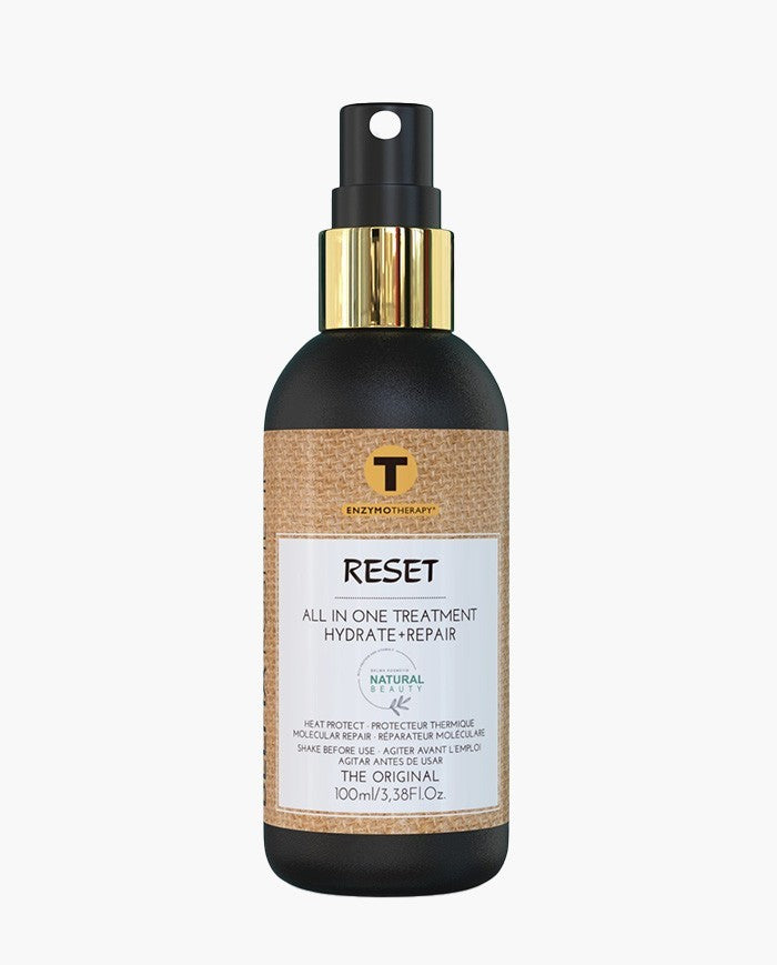 Spray protector térmico multifuncional Belma Kosmetik Reset de XARODIST, con aceite de macadamia, para cuidado capilar.