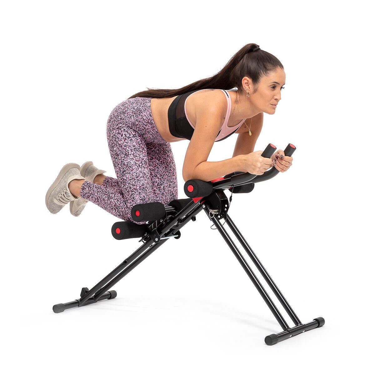 Máquina de abdominales plegable Plawer de Innovagizmo, equipo de fitness doméstico con guía y pantalla LCD para entrenamiento completo.