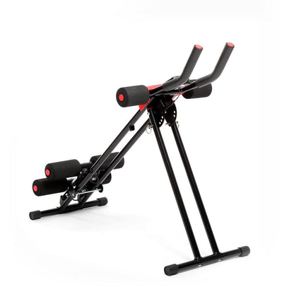 Máquina de abdominales plegable Plawer de Innovagizmo, equipo de fitness doméstico con pantalla LCD y guía para entrenamiento completo.