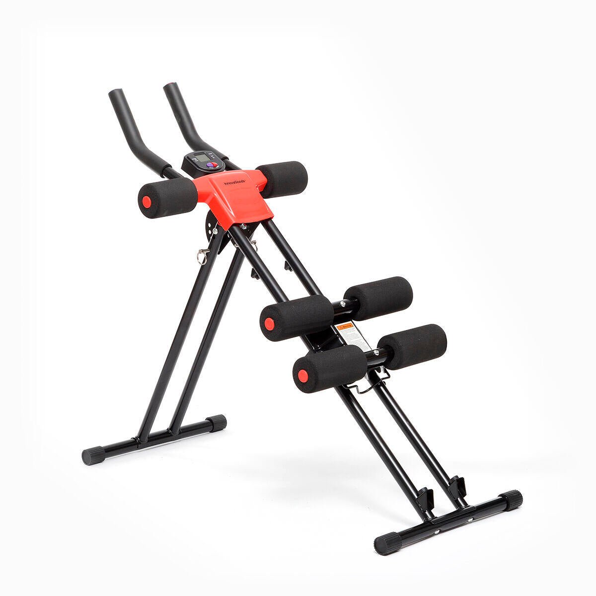 Máquina de abdominales plegable Plawer de innovagizmo.com, equipo de entrenamiento completo para uso doméstico con pantalla LCD y guía.