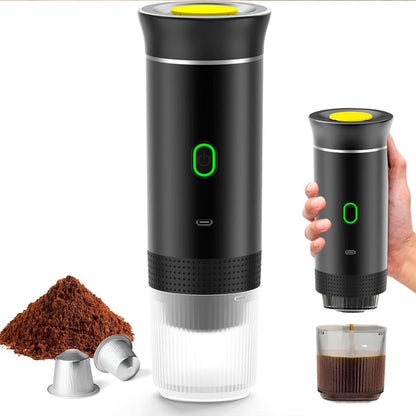 Cafetera portátil 3 en 1 de innovagizmo con calentamiento automático y carga USB-C, compacta y práctica para bebidas calientes.