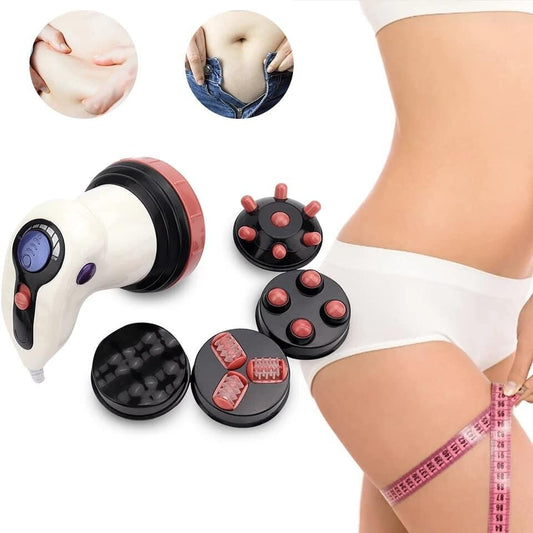 Masajeador anticelulítico de 4 cabezas de innovagizmo.com, con diseño ergonómico y cabezales giratorios para mejorar la piel.
