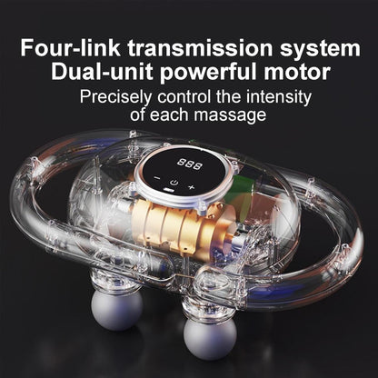 Masajeador de mano negro de innovagizmo.com, con botones y diseño ergonómico para aliviar tensión muscular.