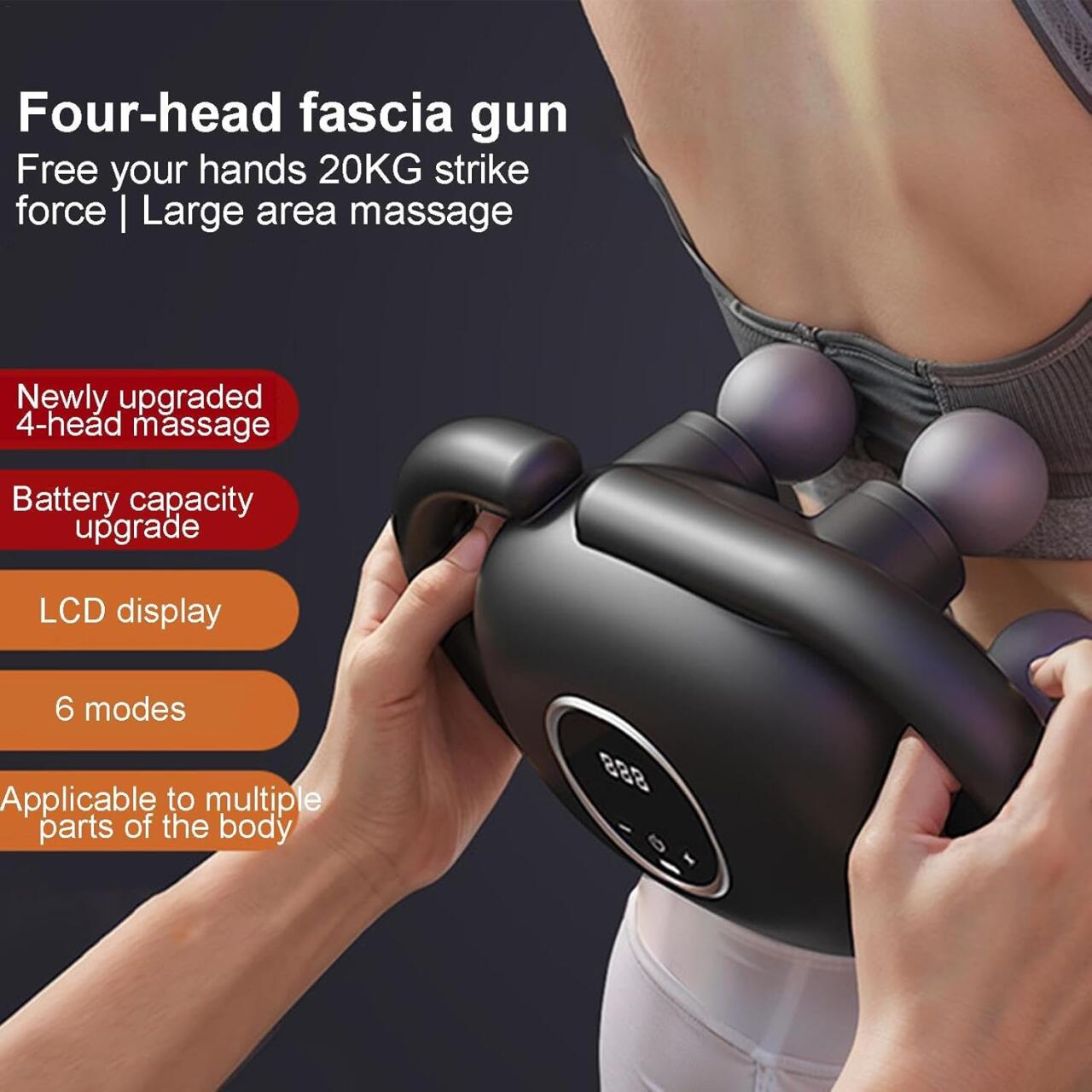 Masajeador de mano innovagizmo.com, dispositivo portátil con botones y superficie de masaje para aliviar tensión muscular.
