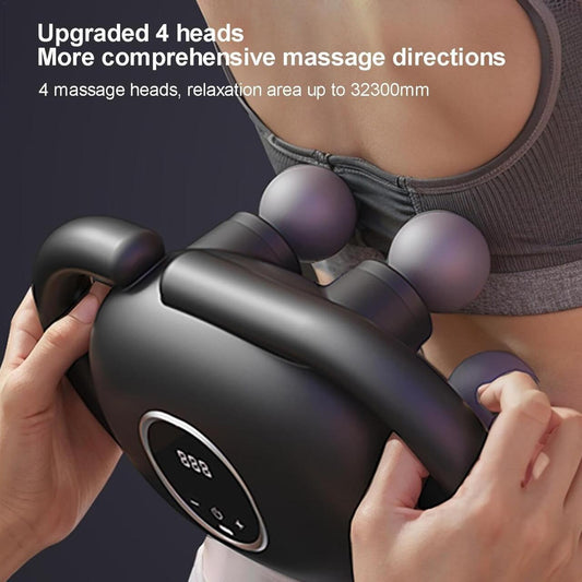 Masajeador de mano innovagizmo.com con mango ergonómico y cabezal de masaje para relajación muscular.