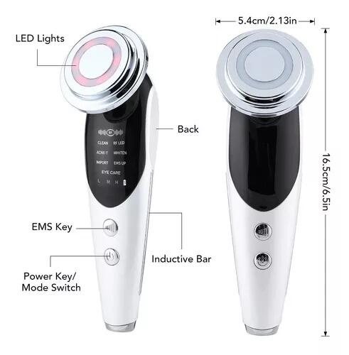 Masajeador facial antiarrugas con calor y fototerapia, dispositivo de innovagizmo.com para rejuvenecimiento facial.