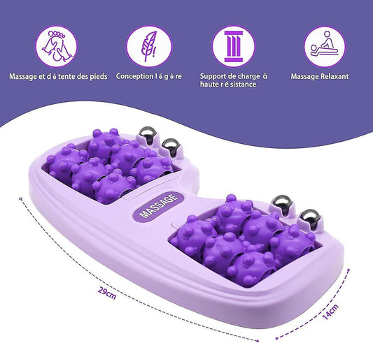 Masajeador de pies de la marca innovagizmo.com, muestra un dispositivo para aliviar tensión y mejorar la circulación en los pies.