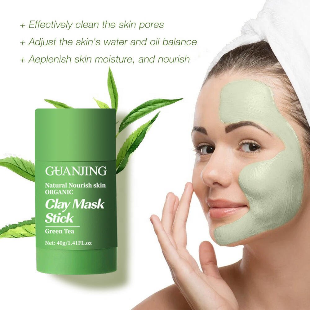 Mascarilla facial de té verde de la marca innovagizmo, con textura cremosa para cuidado de la piel.