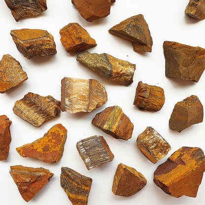 Ojo de Tigre en bruto de la marca Mystical Tienda, piedra natural sin pulir con vetas doradas y marrones.