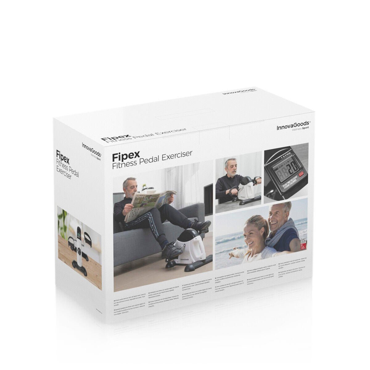 Pedaleador para brazos y piernas Fipex de InnovaGoods, máquina de ejercicio portátil con pedales para entrenamiento en casa.