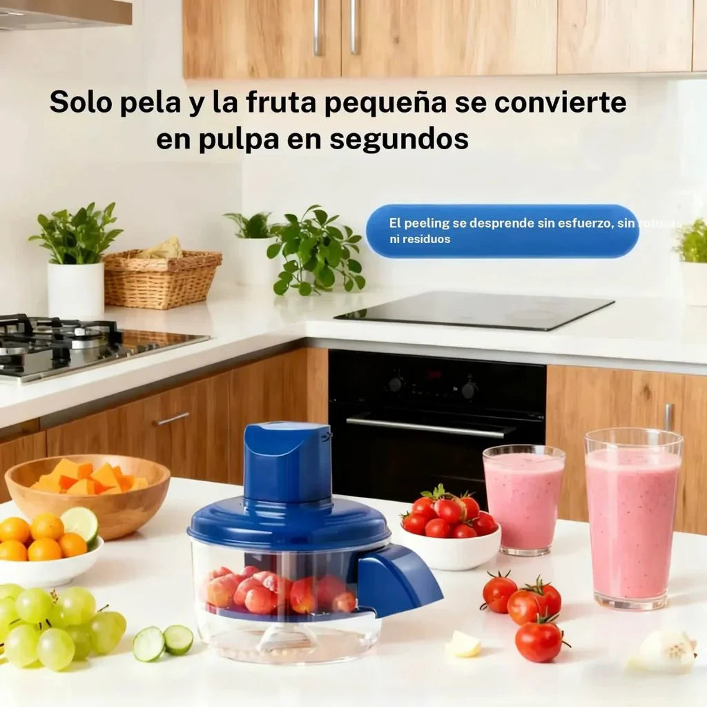 Peladora automática de frutas de innovagizmo.com, máquina rápida y precisa para pelar frutas sin esfuerzo.