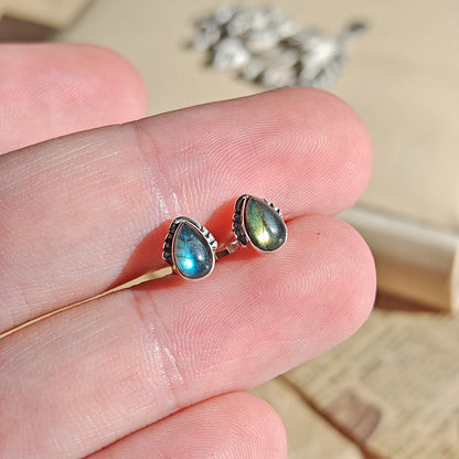 Pendientes Agra de Labradorita y Plata de Ley 925