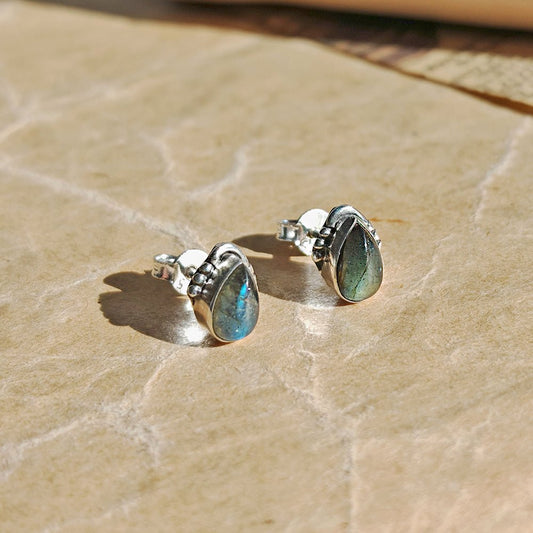 Pendientes Agra de Labradorita y Plata de Ley 925
