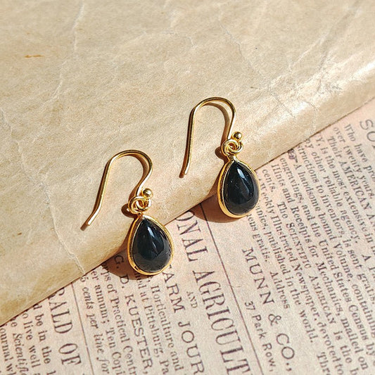 Pendientes 'Aurora' Ónix  S925 & Baño de Oro 18K