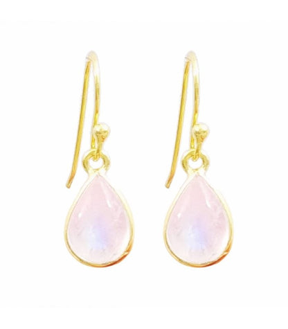 Pendientes Aurora de piedra de luna en plata S925 con baño de oro de 18K, estilo elegante y delicado.