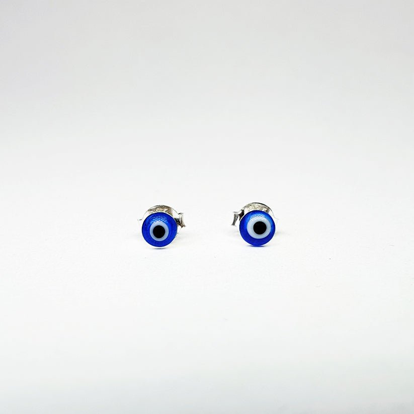 Pendientes de botón con ojo turco en plata de ley 925, accesorios elegantes y protectores, de Mystical Tienda.