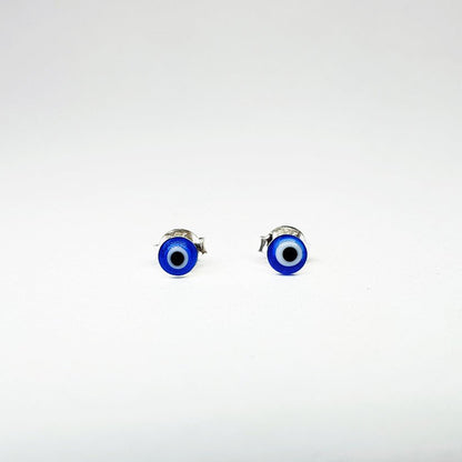 Pendientes de botón con ojo turco en plata de ley 925, accesorios elegantes y protectores, de Mystical Tienda.