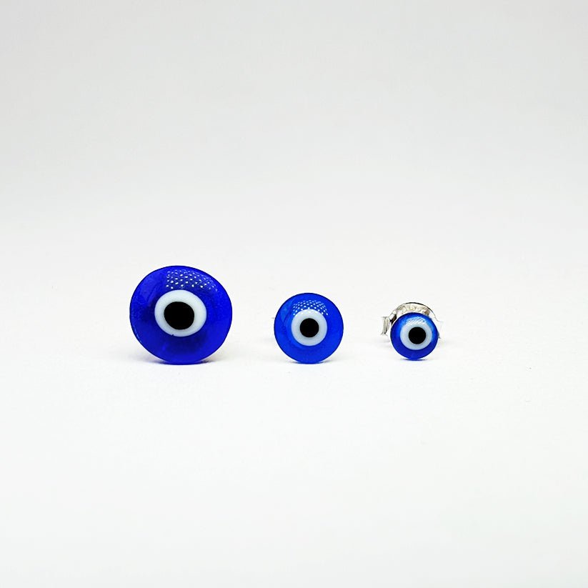 Pendientes de botón con ojo turco en plata de ley 925, diseño protector y elegante, para mujer.