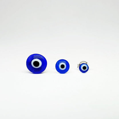 Pendientes de botón con ojo turco en plata de ley 925, diseño protector y elegante, para mujer.