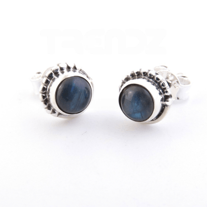 Pendientes Botón Labradorita y Plata de Ley 925