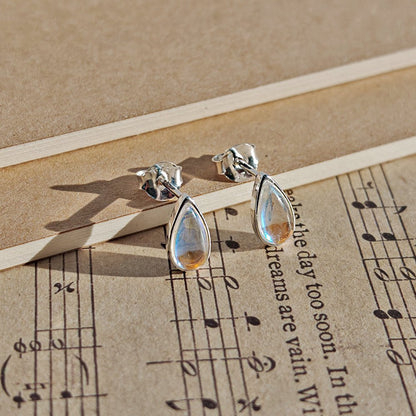 Pendientes de gota con opalina en plata de ley 925, pendientes elegantes y brillantes de Mystical Tienda.