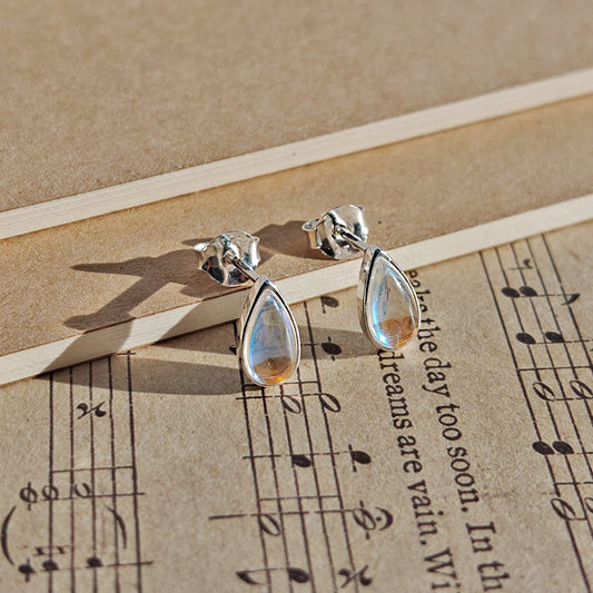Pendientes de gota con opalina en plata de ley 925, pendientes elegantes y brillantes de Mystical Tienda.