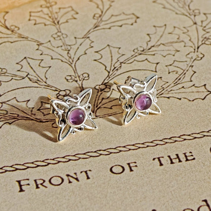 Pendientes Nudo de Bruja con Amatista en Plata de Ley 925