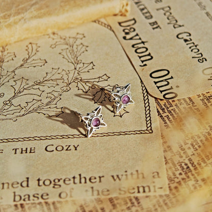 Pendientes Nudo de Bruja con Amatista en Plata de Ley 925